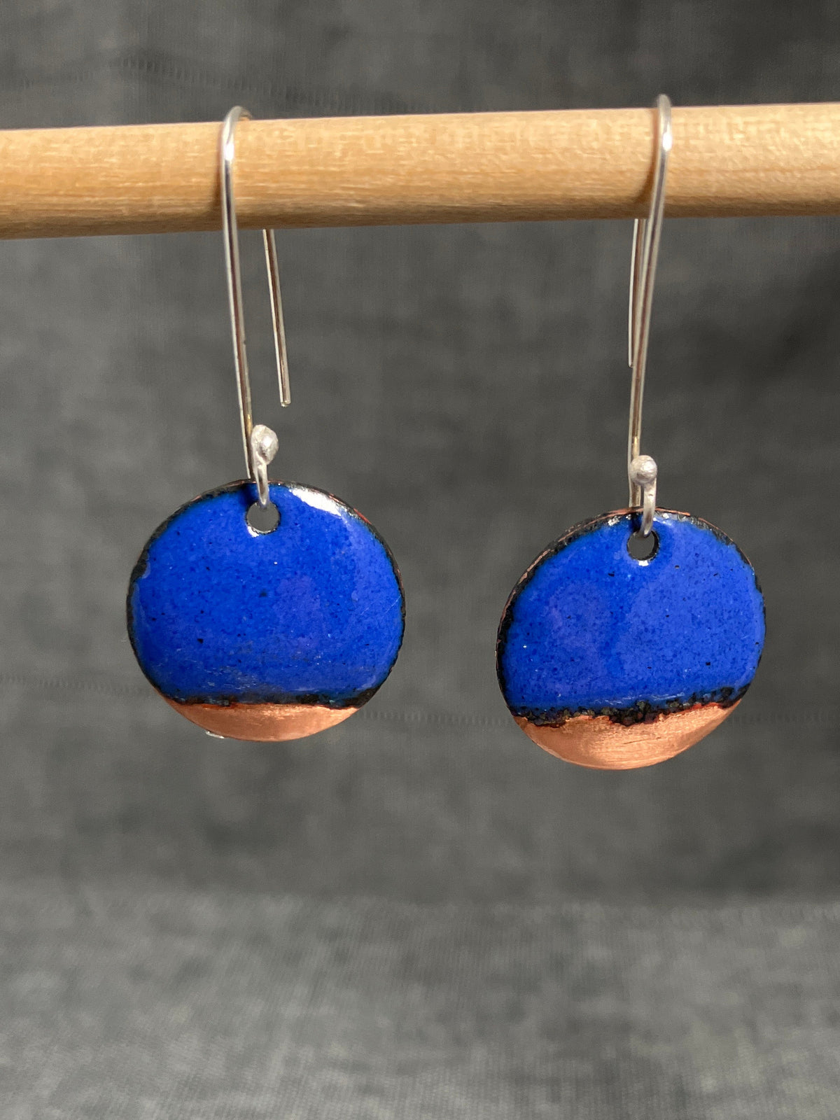 Copper Tip Disc Bright Blue Earrings