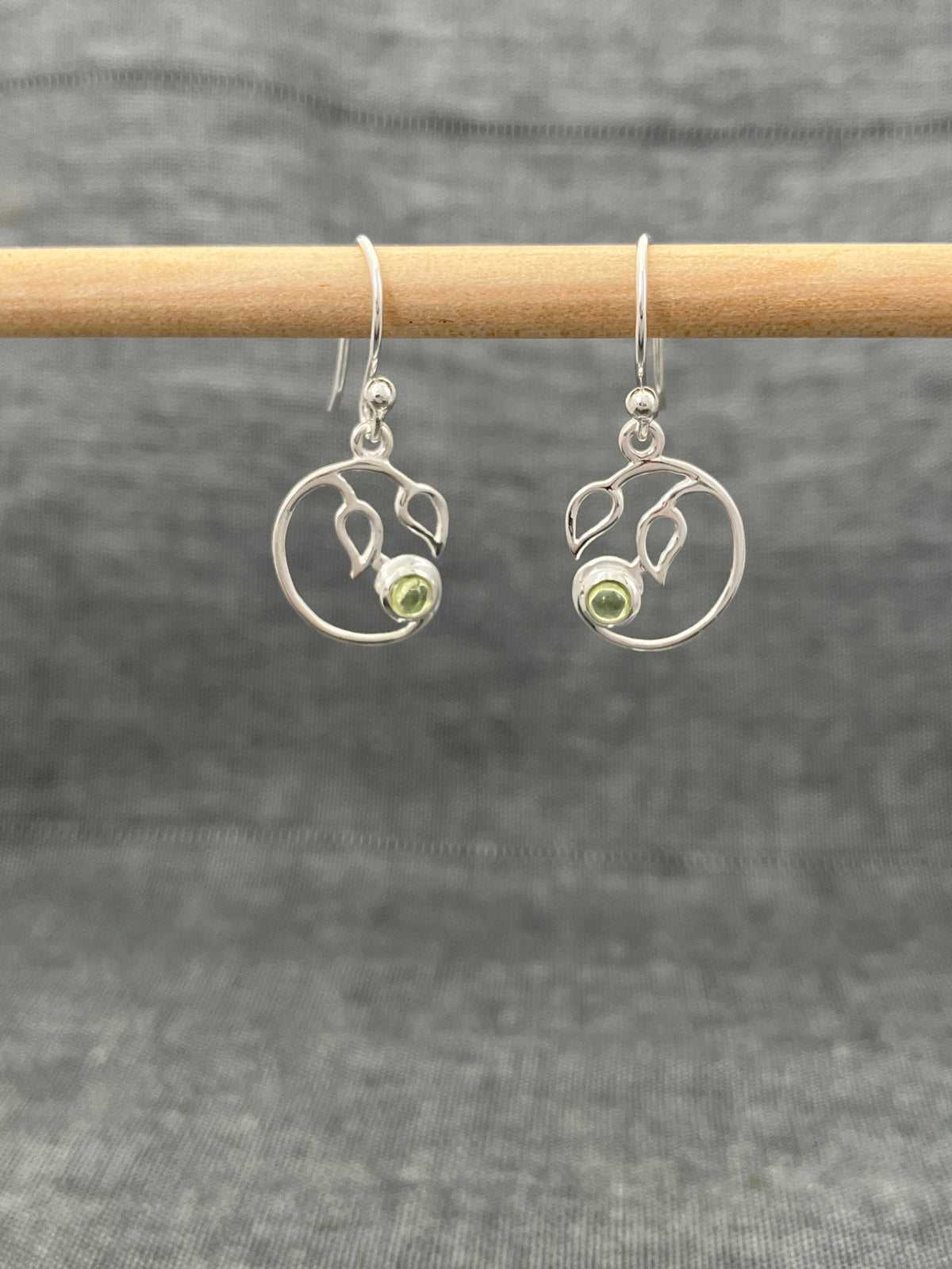 Peridot Curly Leaf Earrings