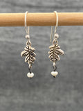 Pearl With Tiny Leaf Earrings