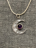 Amethyst Ornate Moon Pendant