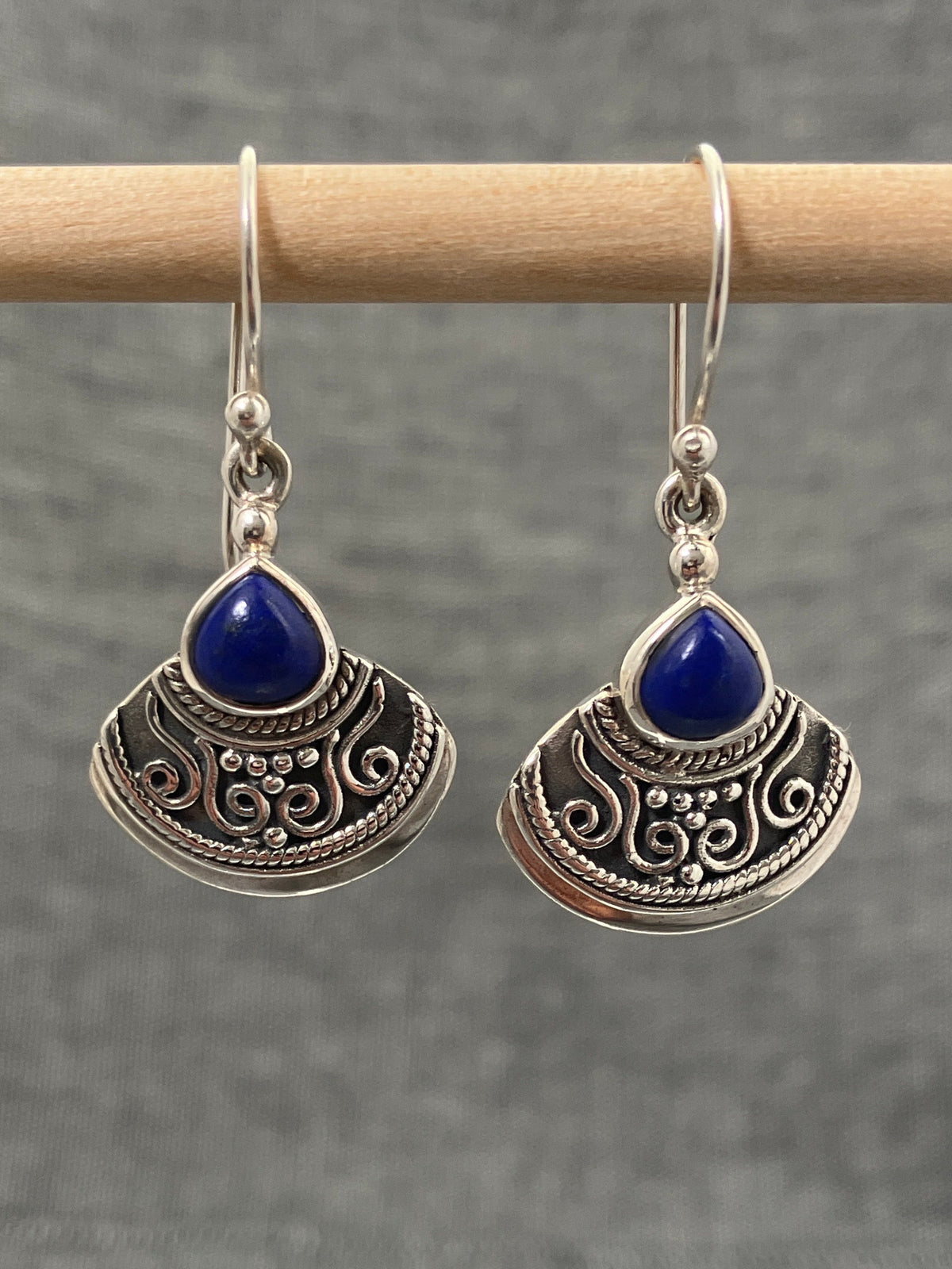 Lapis Ornate Fan Earrings