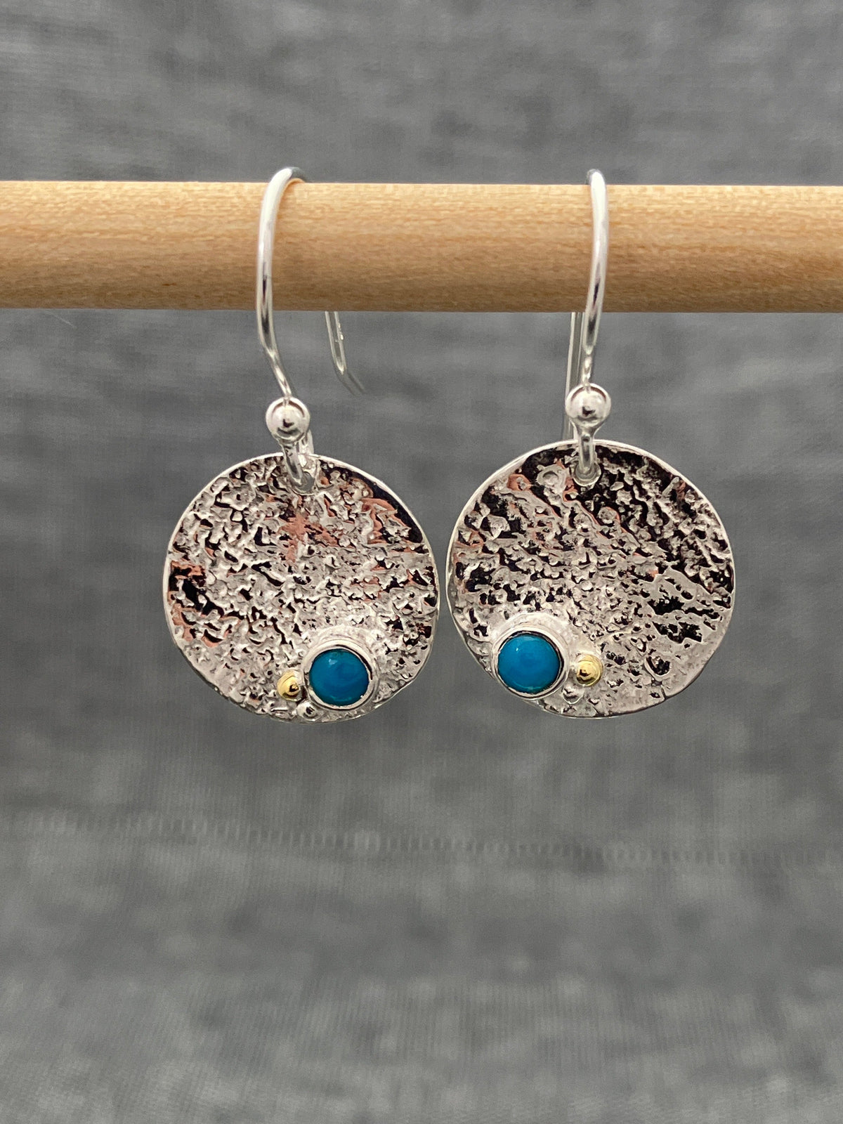 Turquoise Textured Disc Earring