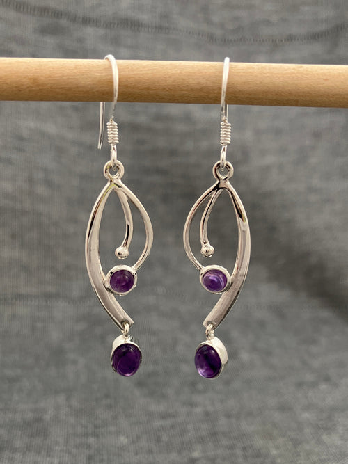 Amethyst Curved Bar Earrings