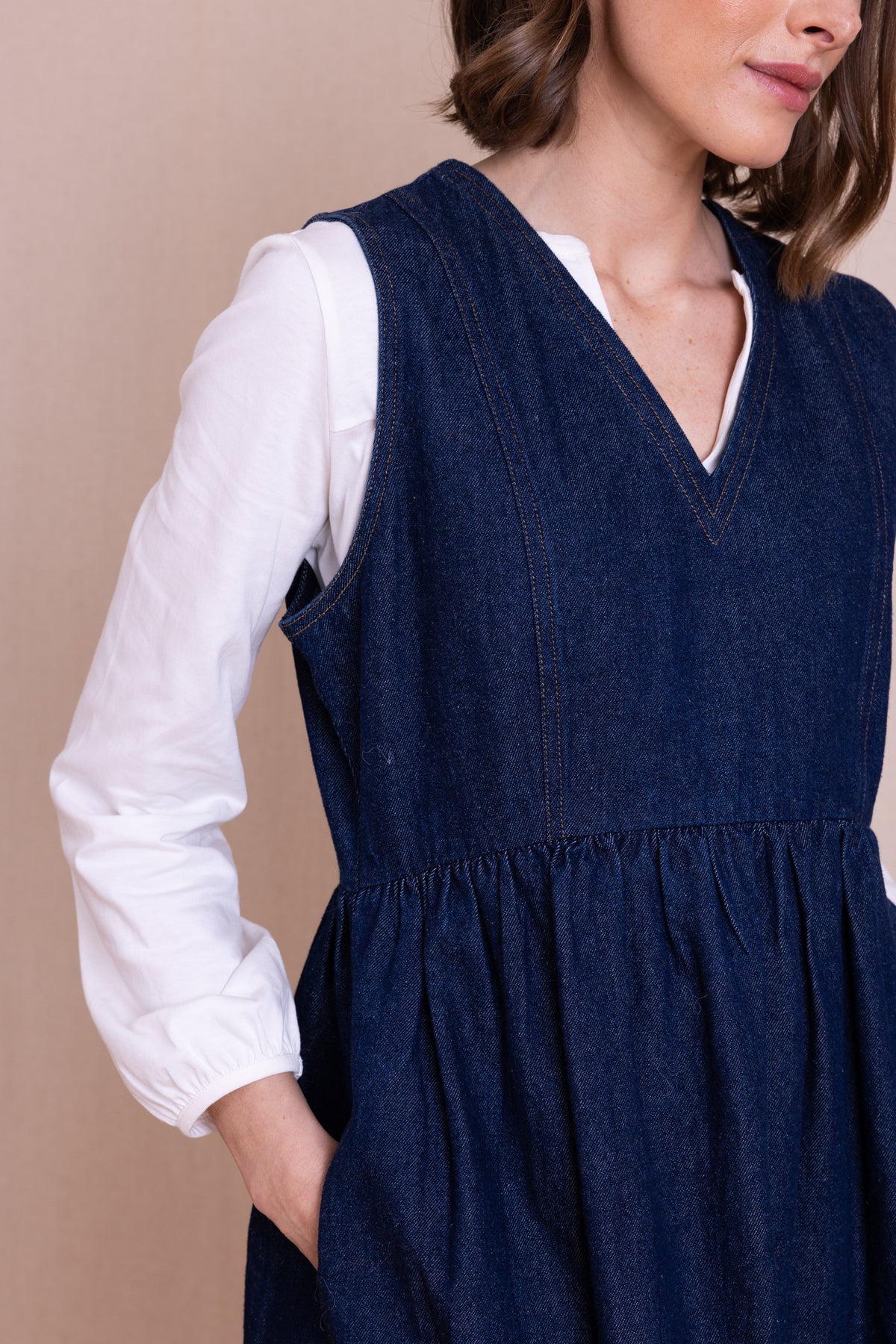 Denim Pinnafore Dress