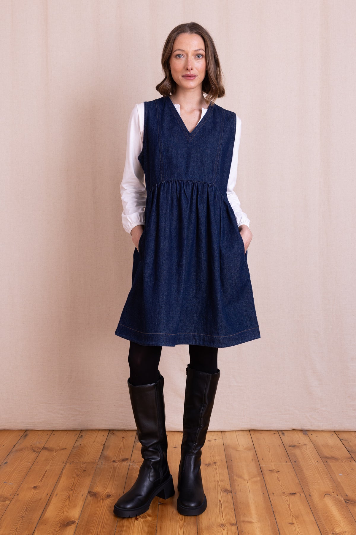 Denim Pinnafore Dress