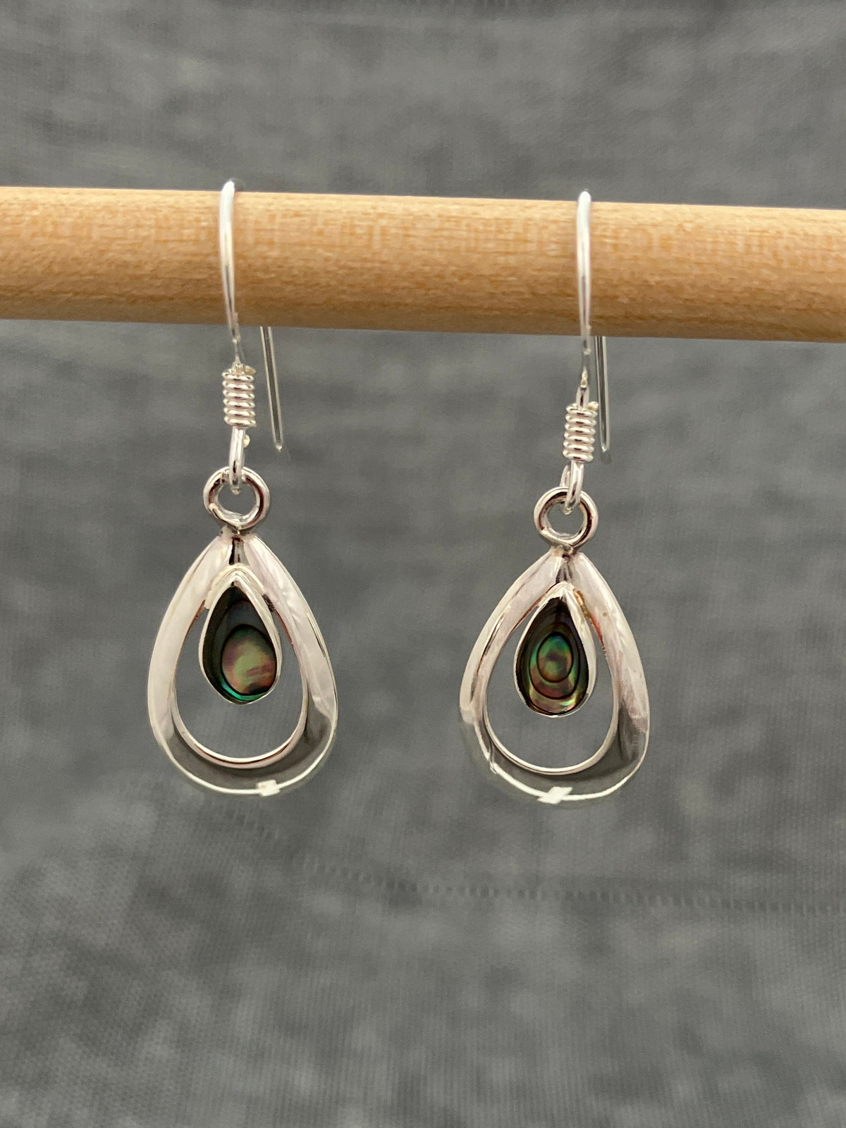 Paua Shell Framed Pear Earrings