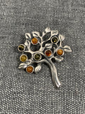 Amber Leafy Tree Brooch