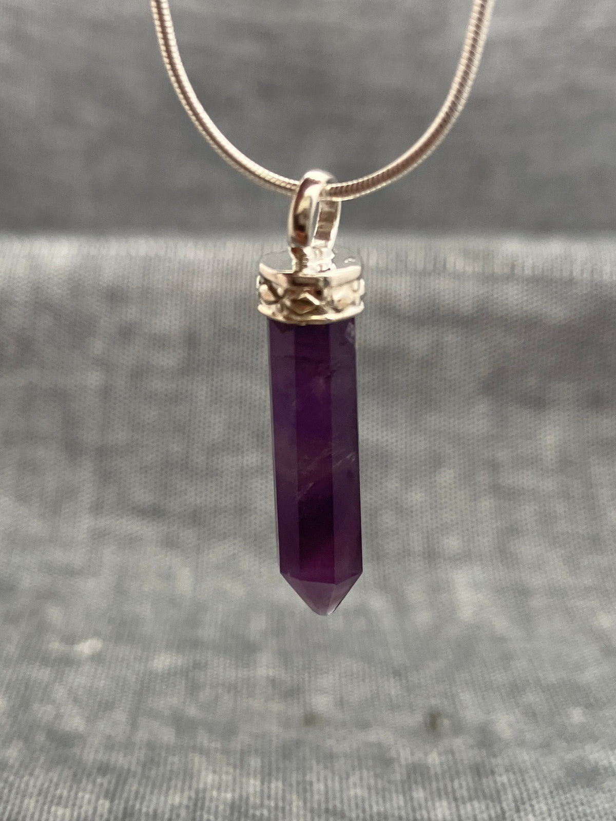 Amethyst Silver Topped Point Pendant