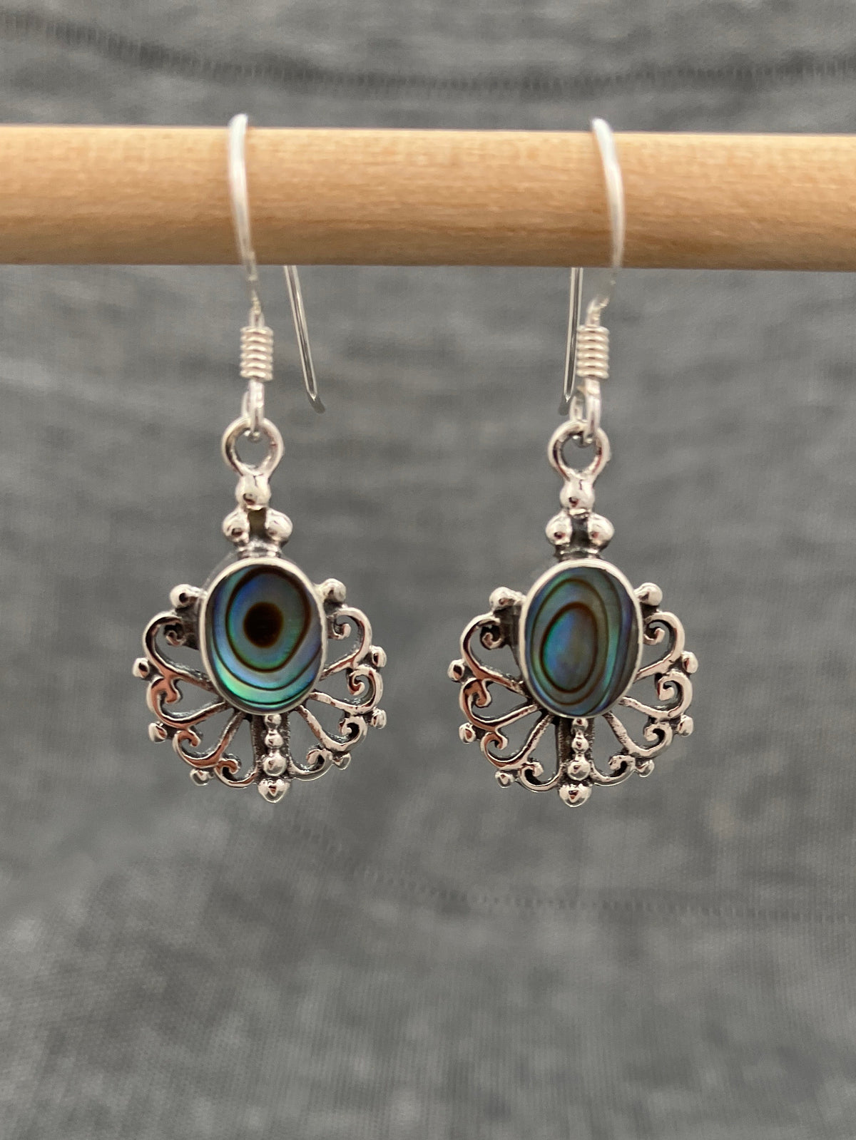 Paua Shell Curly Earrings