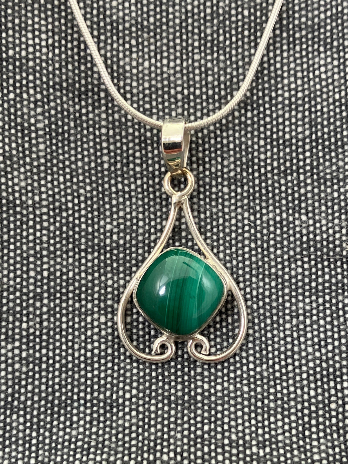 Malachite In Curly Frame Pendant
