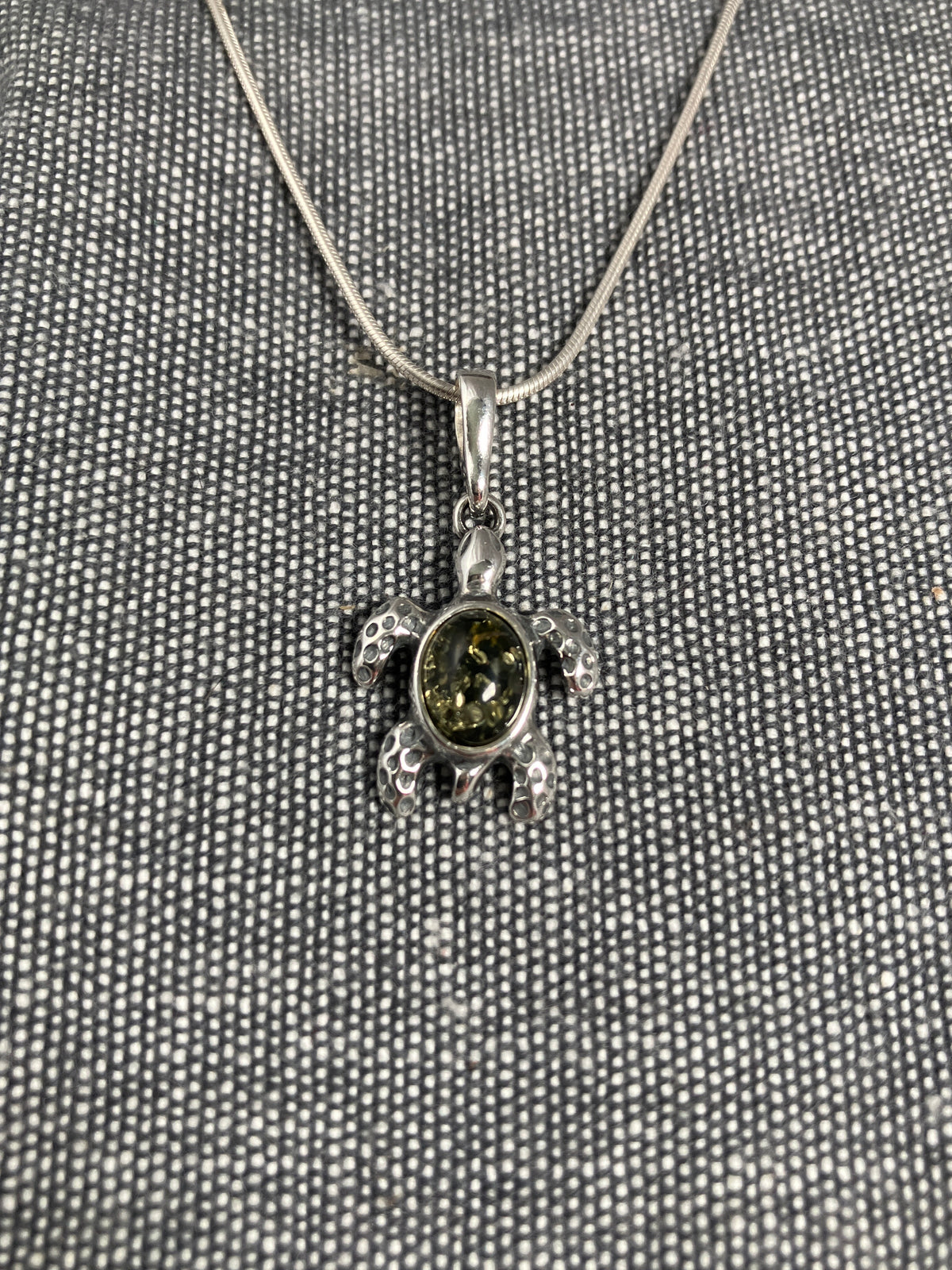 Green Amber Turtle Pendant