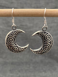 Celtic Spirals Moon Earrings