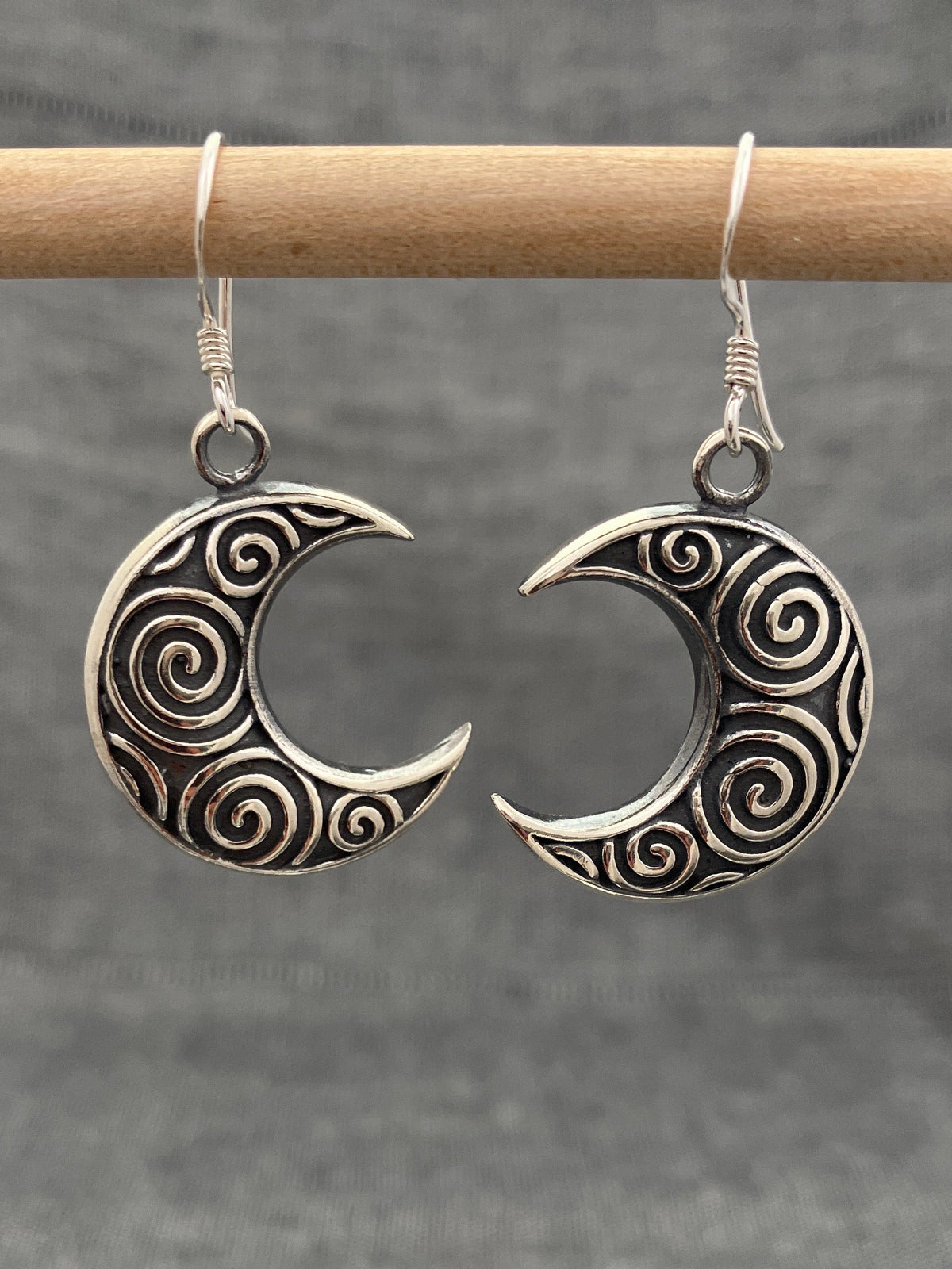 Celtic Spirals Moon Earrings