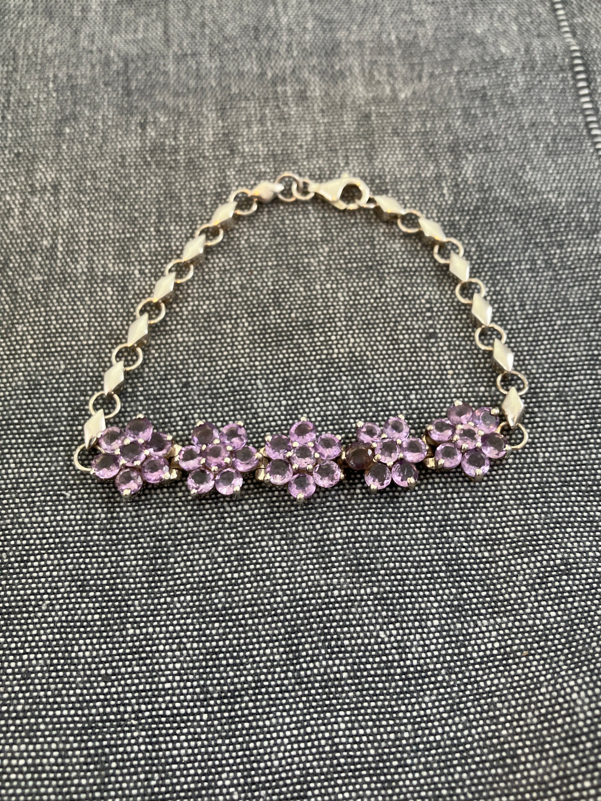 Amethyst Flower Cluster Bracelet