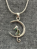 Paua Shell Cat In A Moon Pendant
