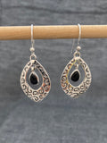 Black Onyx Curly Frame Earring