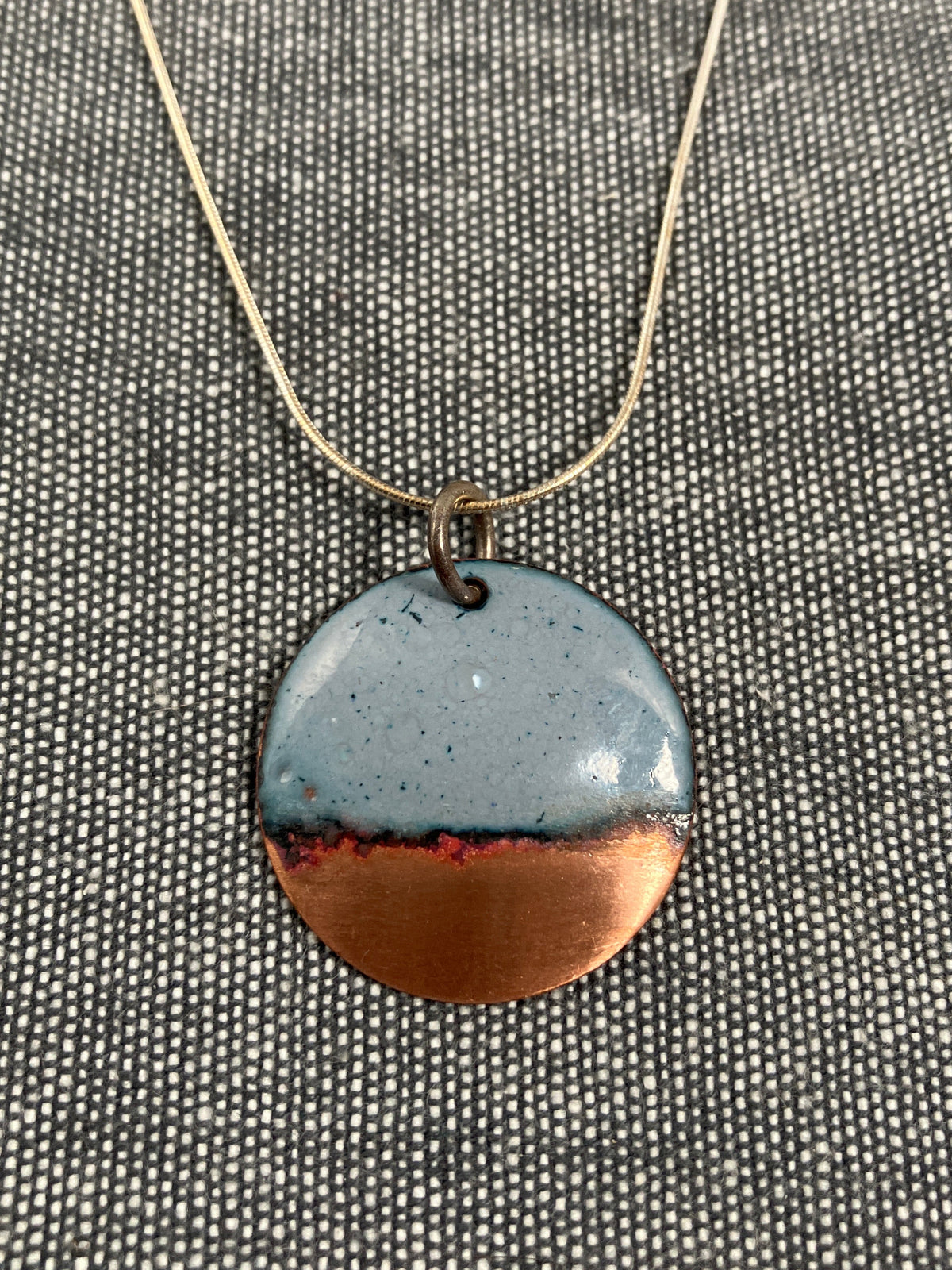 Grey Copper Tip Disc Pendant