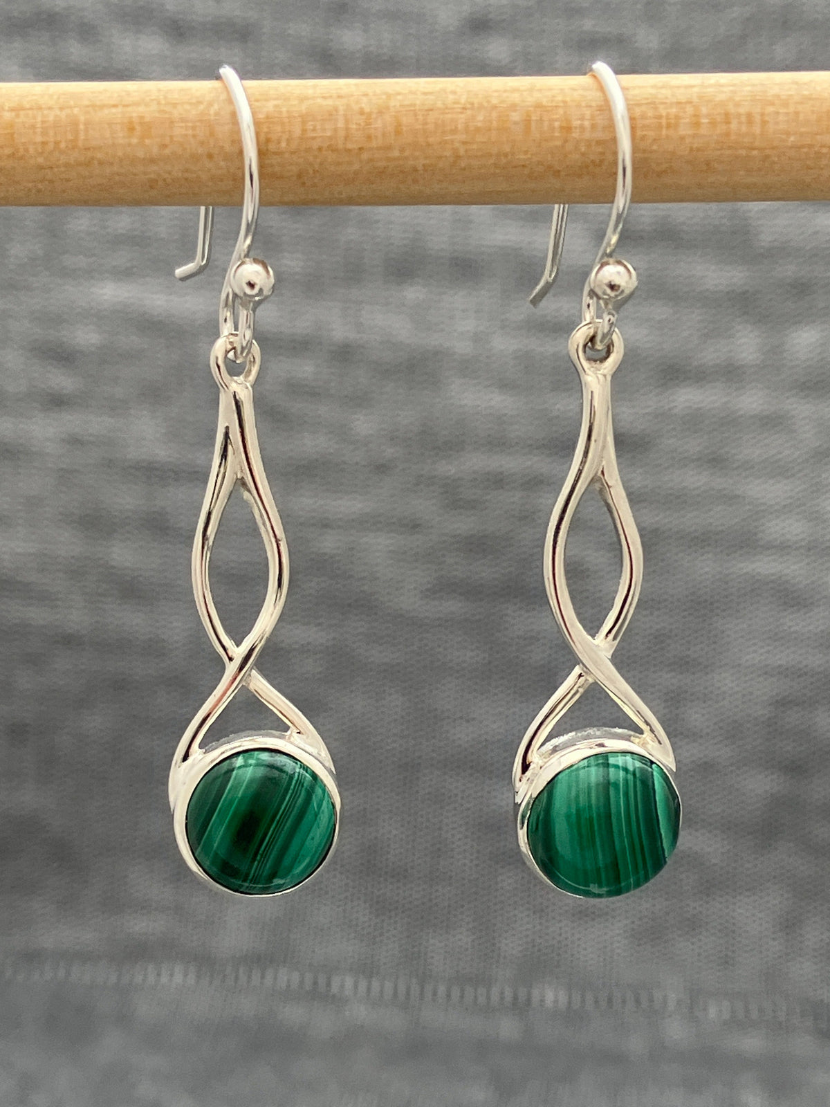 Malachite Long Twist Earrings