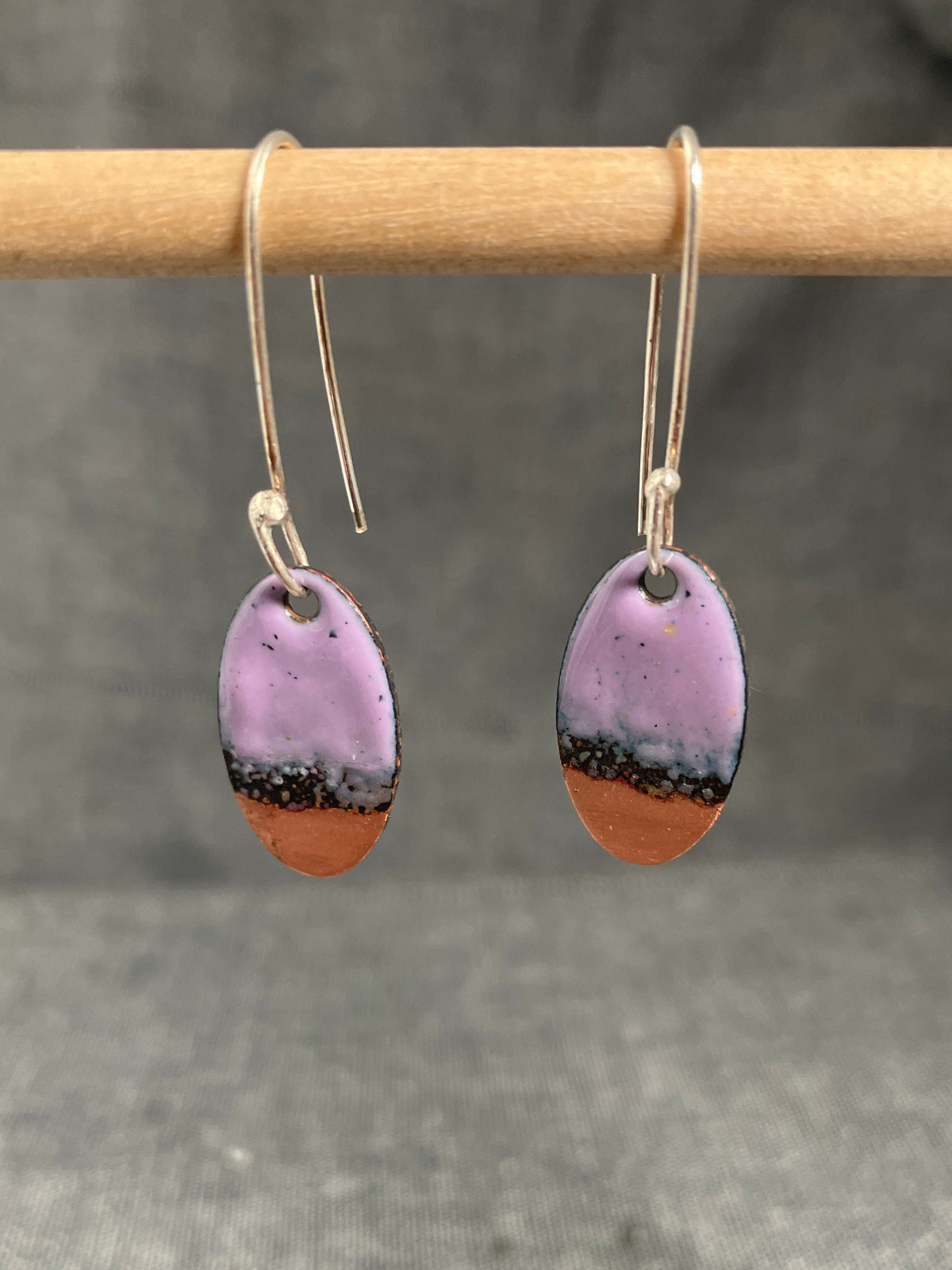 Lilac Oval Copper Tip Earrings