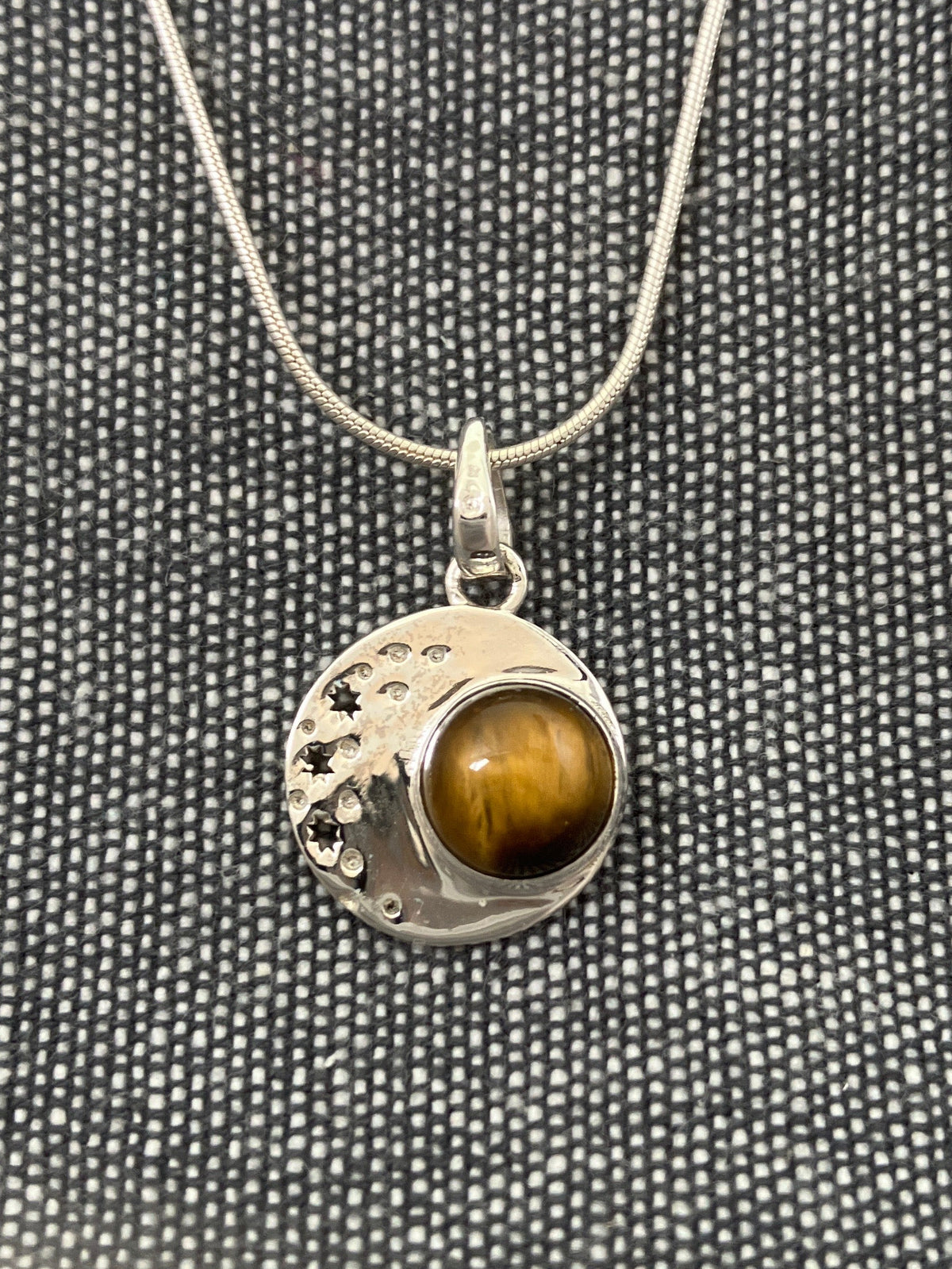 Tigers Eye Starry Moon Pendant