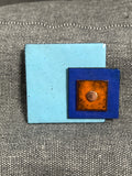Blue Squares Brooch