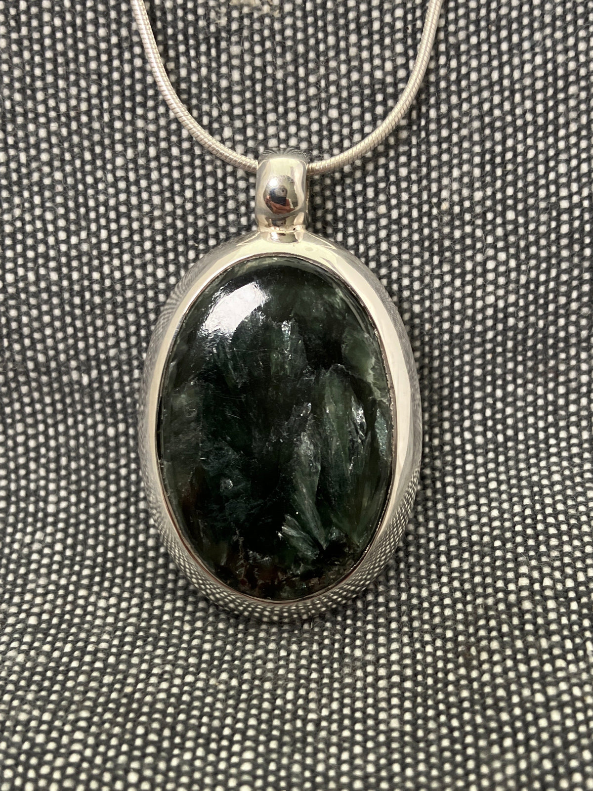 Seraphinite Framed Oval Pendant