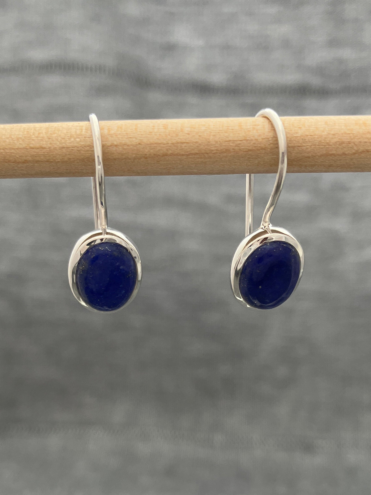 Lapis Oval Fixed Hook Earring