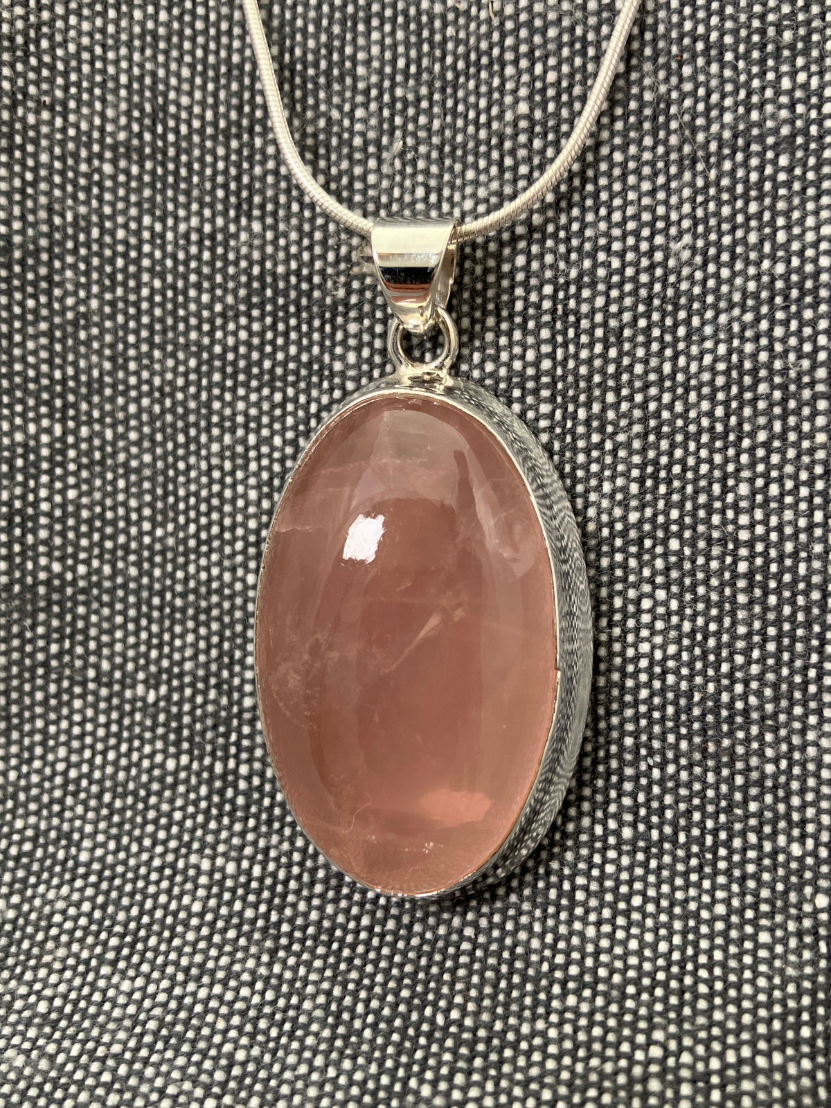 Rose Quartz Bevelled Oval Pendant