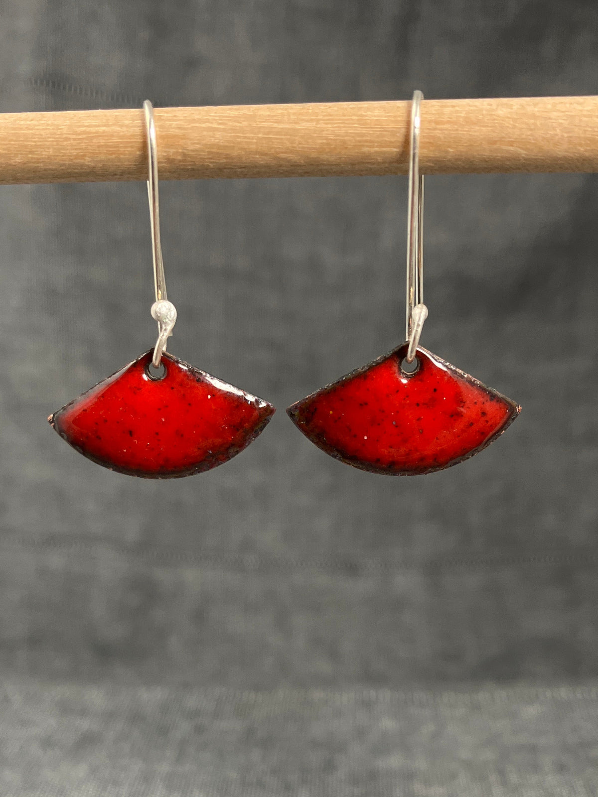 Red Single Fan Earrings
