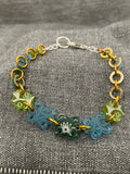 Shimmer Blue Green Flower Bracelet