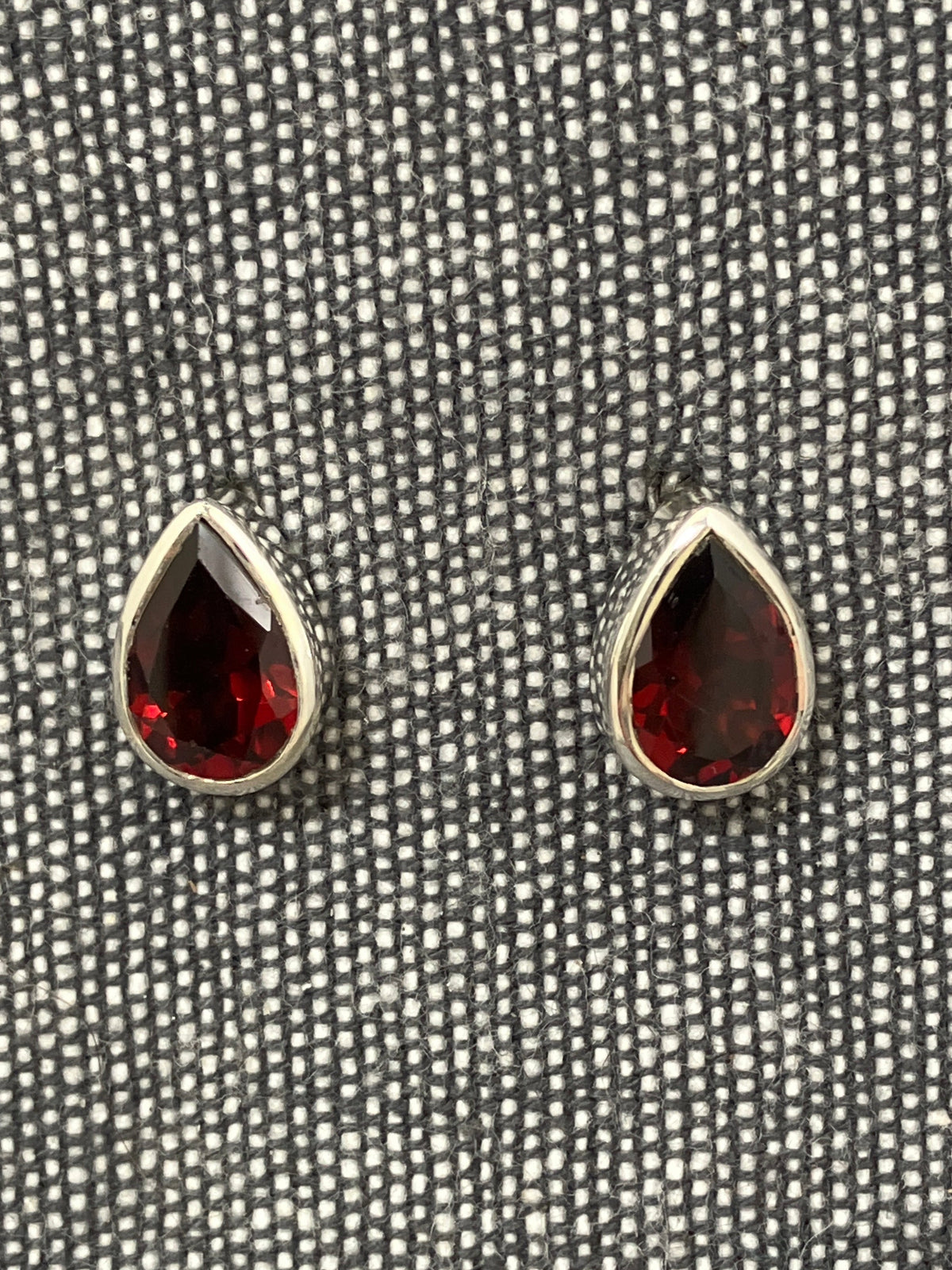 Garnet Cut Pear Studs