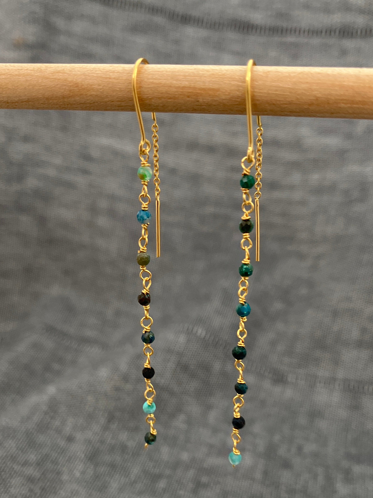 Chrysocolla Chain Gold Plated Earrings