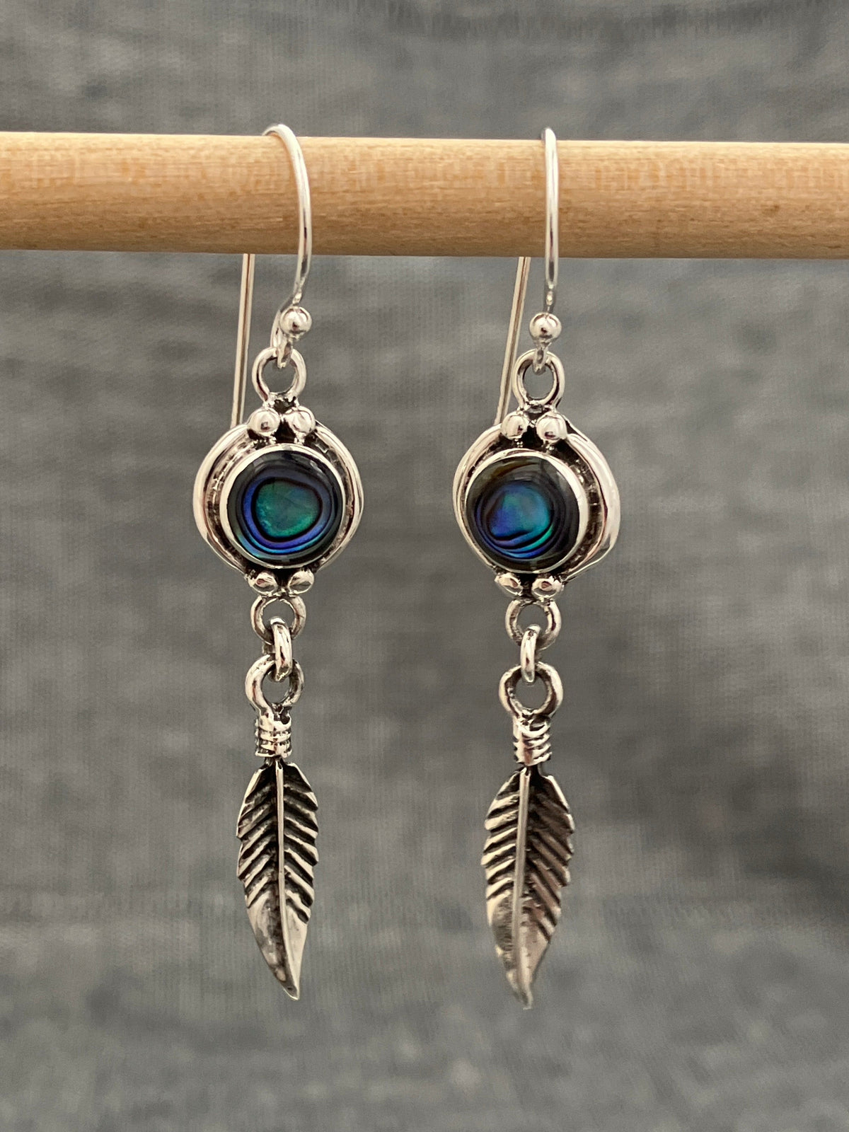 Paua Shell Feather Earrings