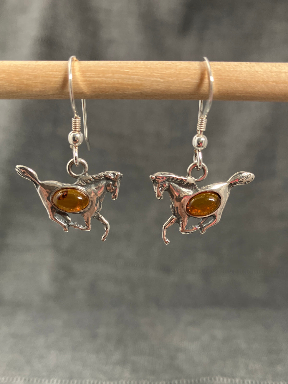 Amber Horses Earrings