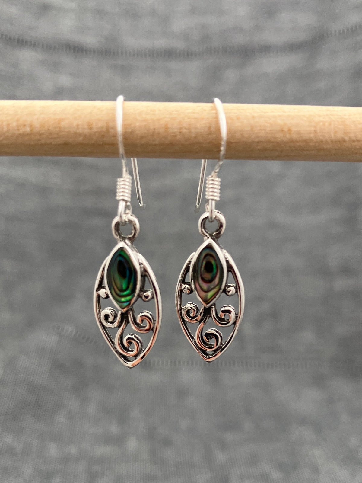 Paua Shell Curly Marquise Earrings