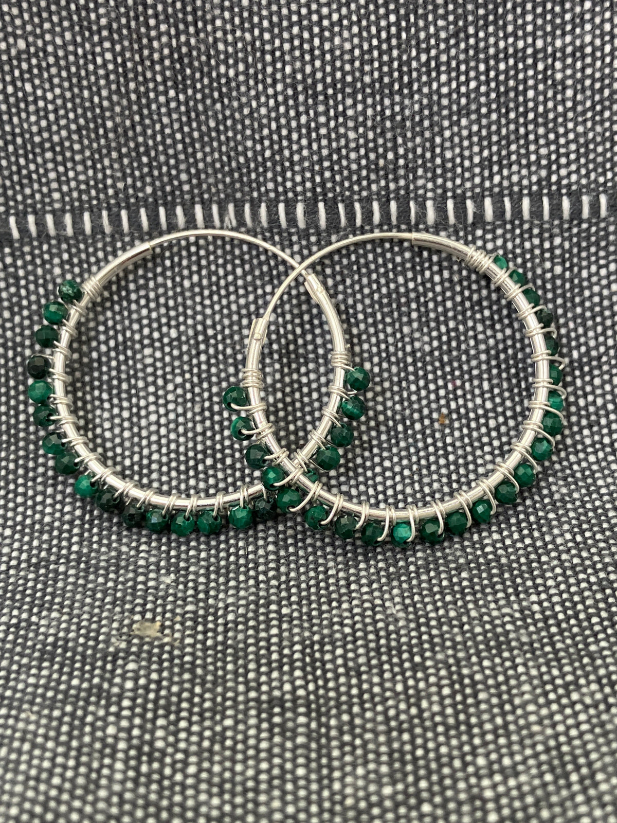 Malachite Cut Stone Hoops
