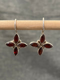Garnet Fixed Hook Flower Earrings