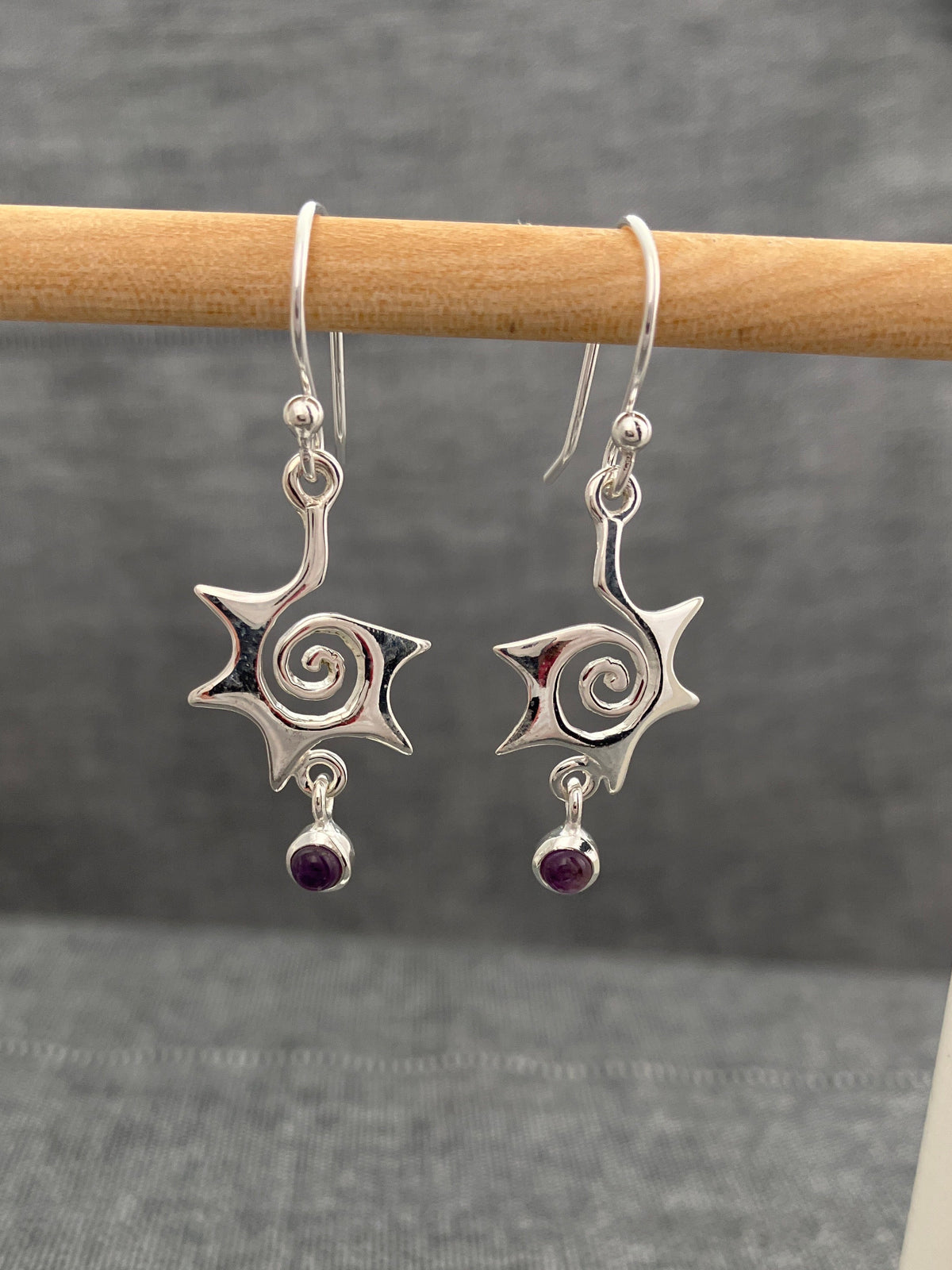 Amethyst Spikey Spiral Earring