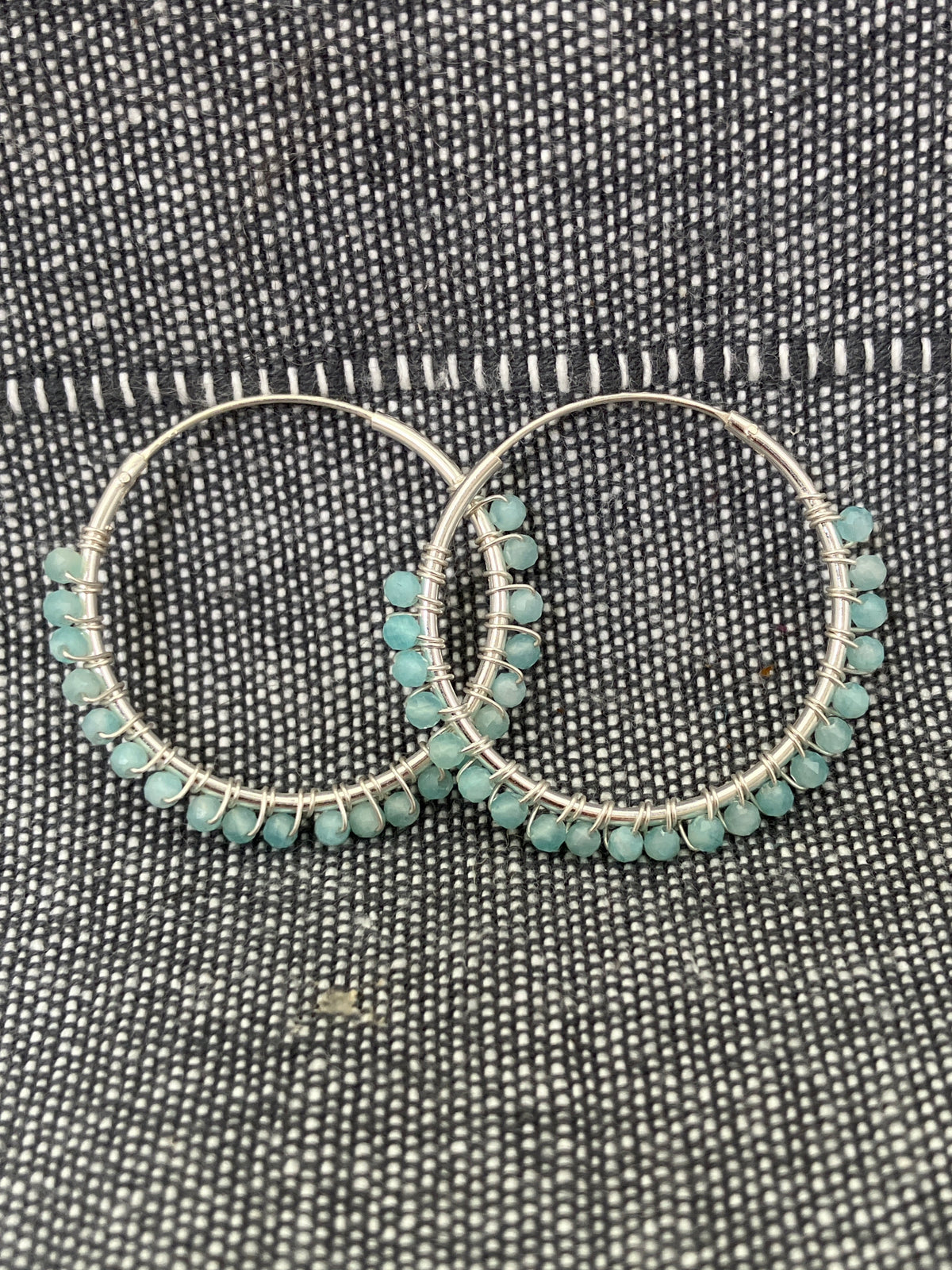 Amazonite Cut Stone Hoops