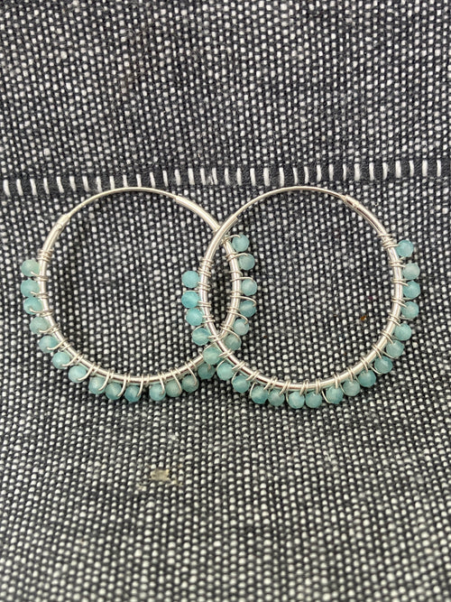 Amazonite Cut Stone Hoops