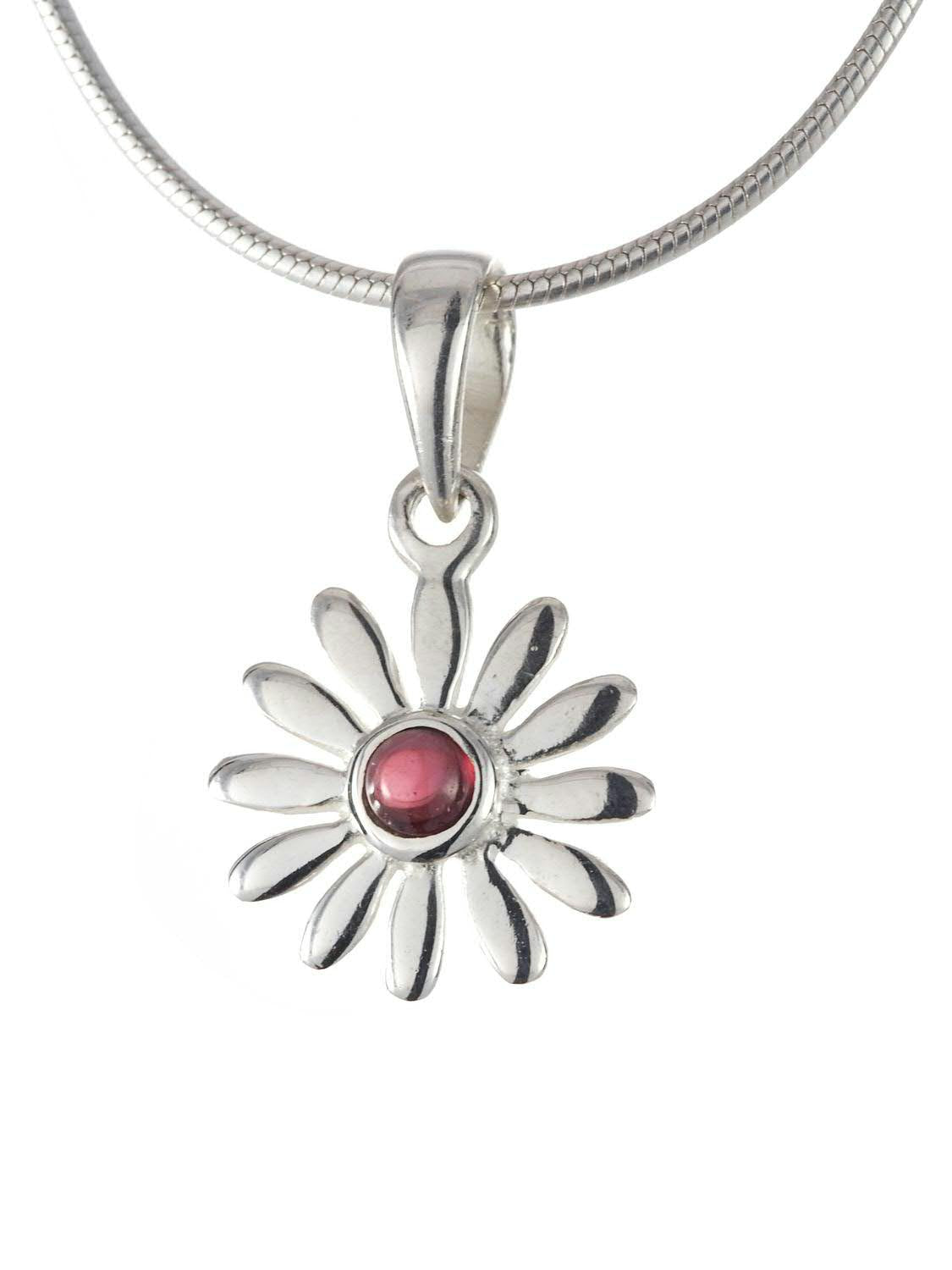 Garnet Daisy Pendant