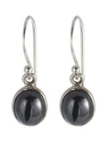 Sterling Silver Simple Haematite Oval Drop Earrings