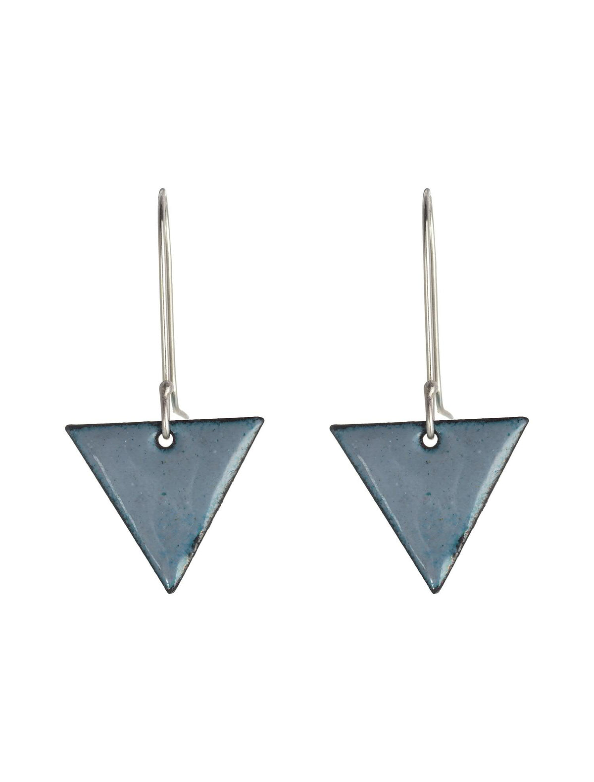 Grey Enamel Triangle Drop Earrings