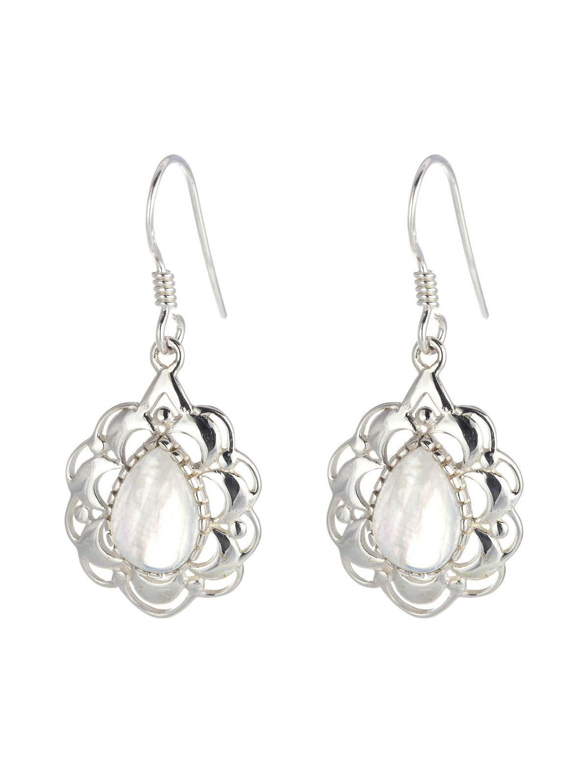 Moonstone Frilly Frame Earrings