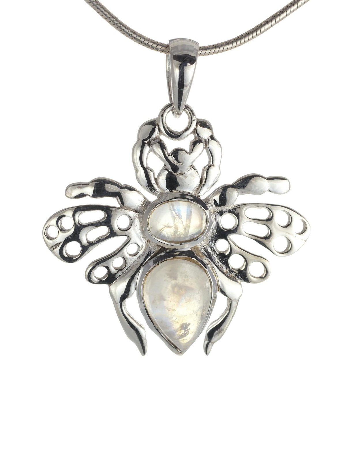 Rainbow Moonstone Filigree Bee Pendant