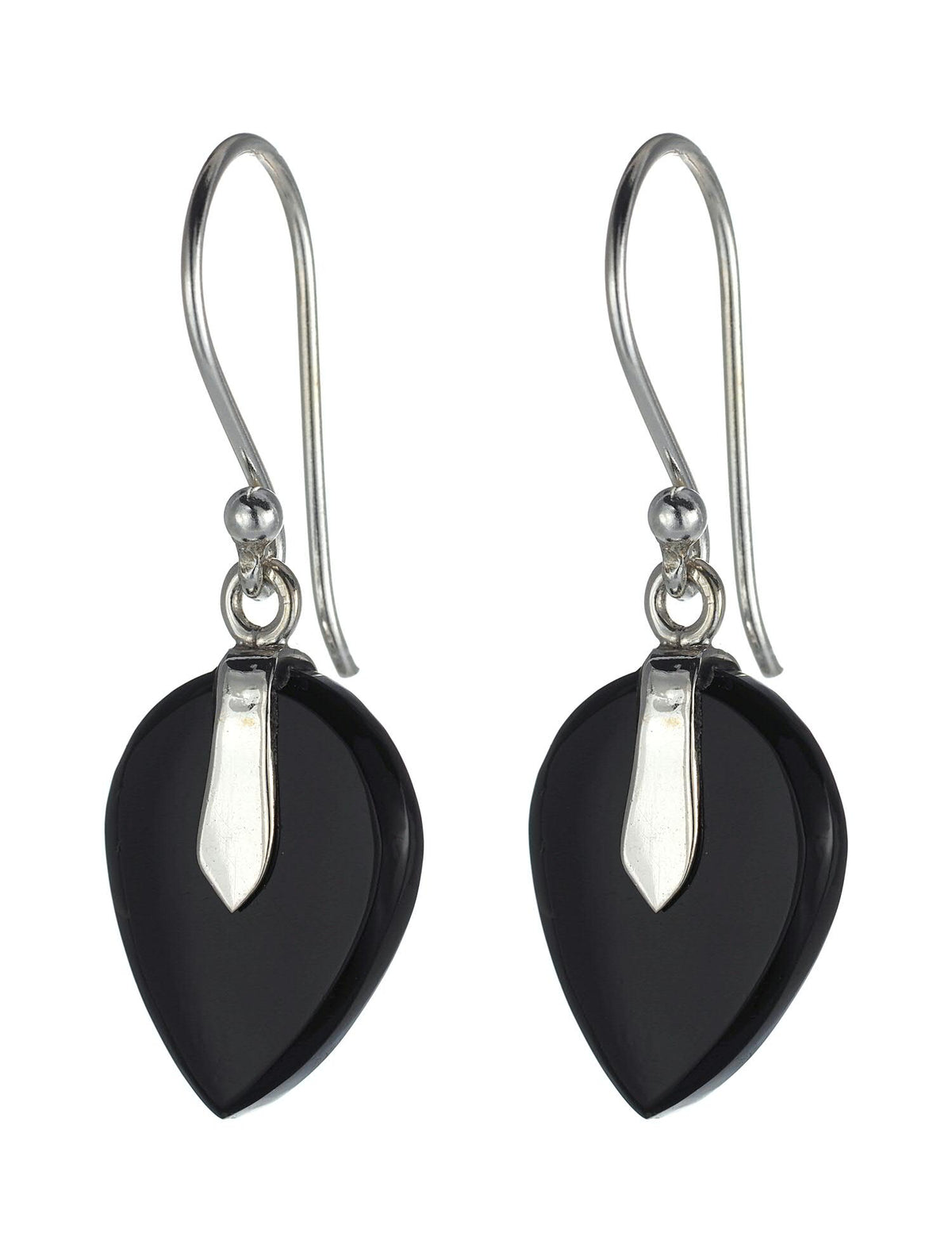 Black Onyx Flat Teardrop Earrings