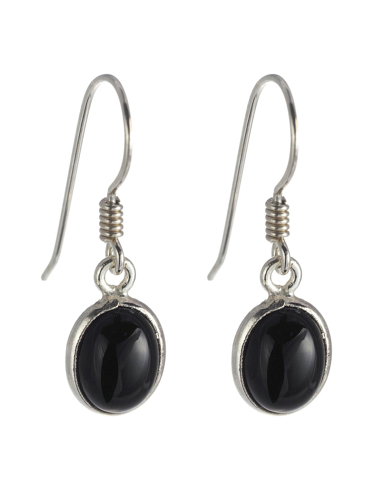 Sterling Silver Black Onyx Simply Oval Earrings