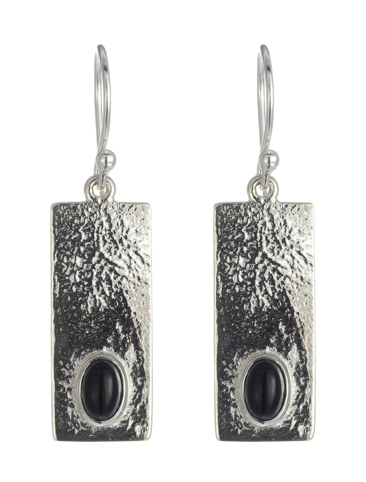 Sterling Silver Art Deco Style Black Onyx Earrings