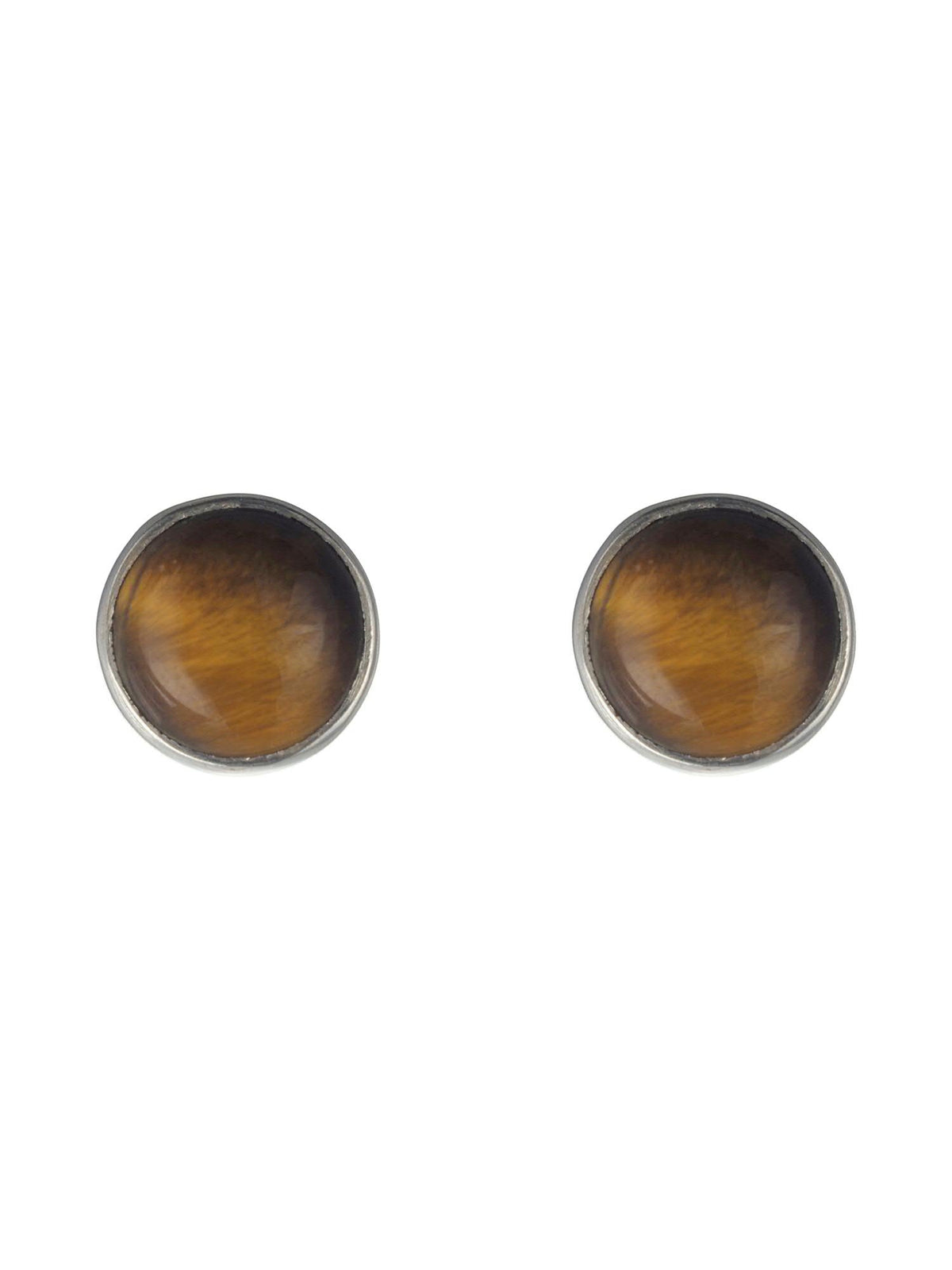 Tigers Eye Round Stone Studs