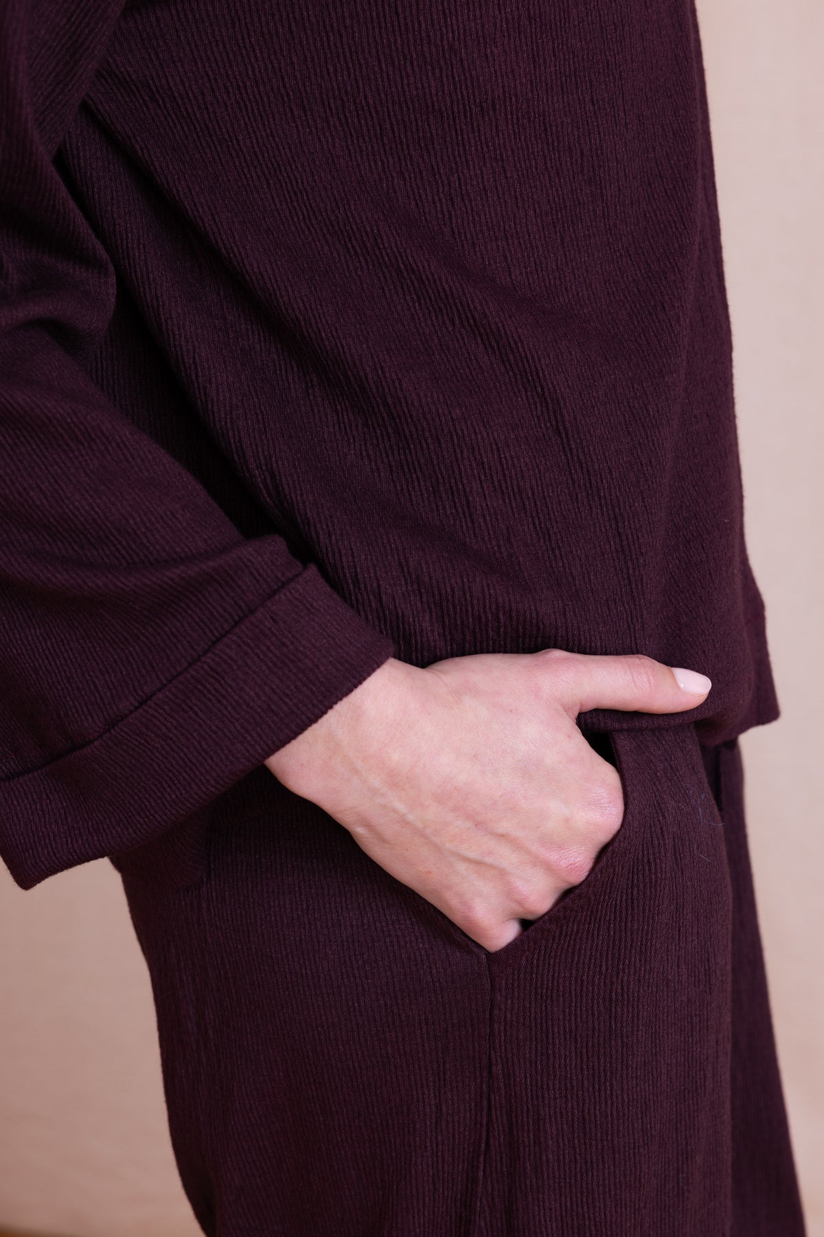 Textured Jersey Top Burgundy